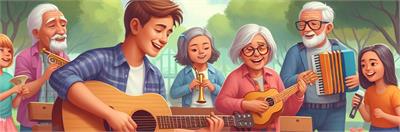 آموزش آواز و موسیقی به پدربزرگها و مادربزرگها 